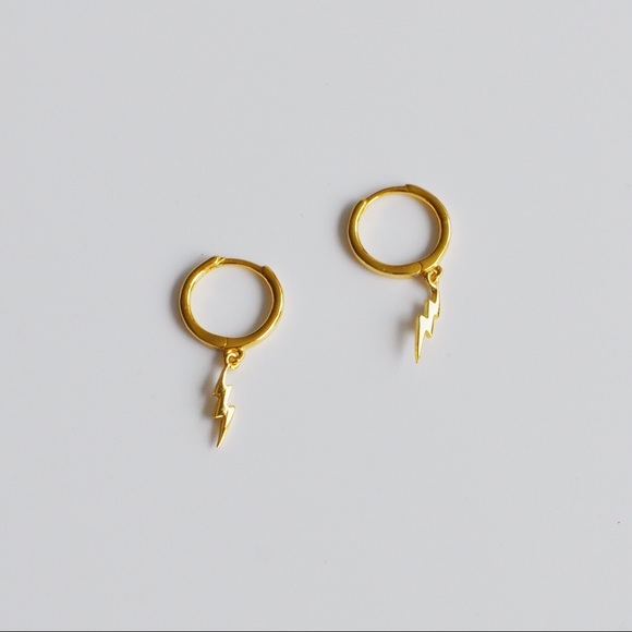 Jewelry - Sterling Silver Lightning Bolt Hoop Clip Earrings
